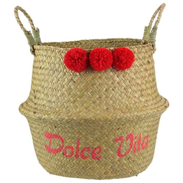 Idebox Cesta Thai avec Pompon, Diamètre 34 cm