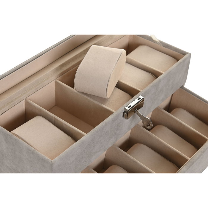 Boîte à bijoux Home ESPRIT Gris Polyuréthane Verre Bois MDF 27,5 x 11 x 15 cm