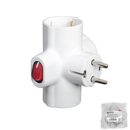 WOLFPACK LINEA PROFESIONAL Adaptateur Triple Schuko 16 A 250 V avec Interrupteur