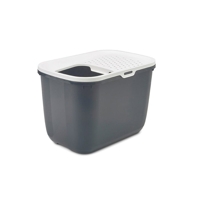 Vadigran Bac à litière pour chats Blanc Anthracite Vadigran Bac à litière pour chats Blanc Anthracite
