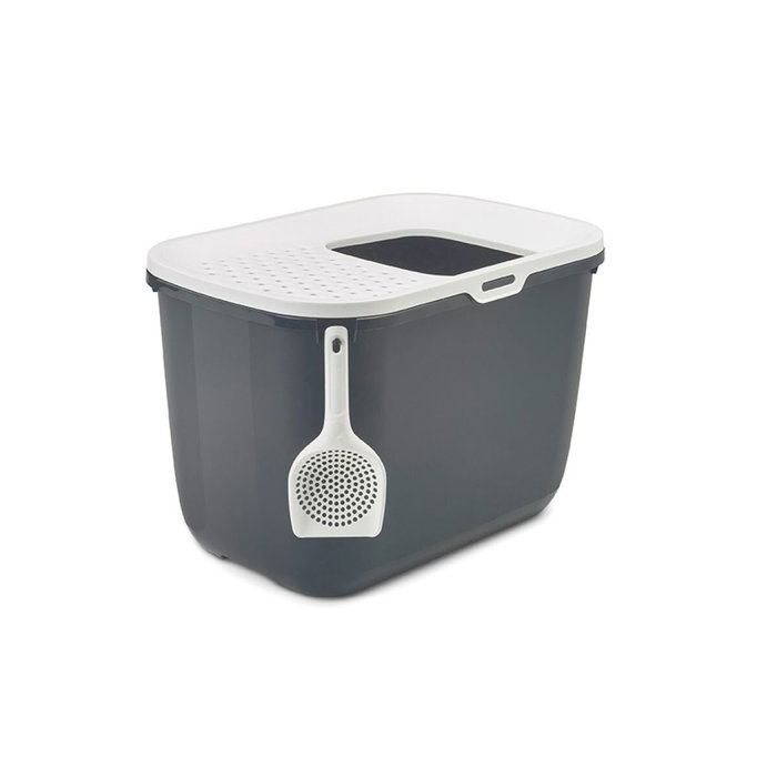 Vadigran Bac à litière pour chats Blanc Anthracite Vadigran Bac à litière pour chats Blanc Anthracite