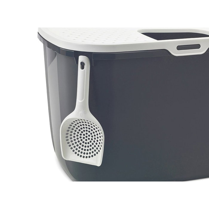 Vadigran Bac à litière pour chats Blanc Anthracite Vadigran Bac à litière pour chats Blanc Anthracite