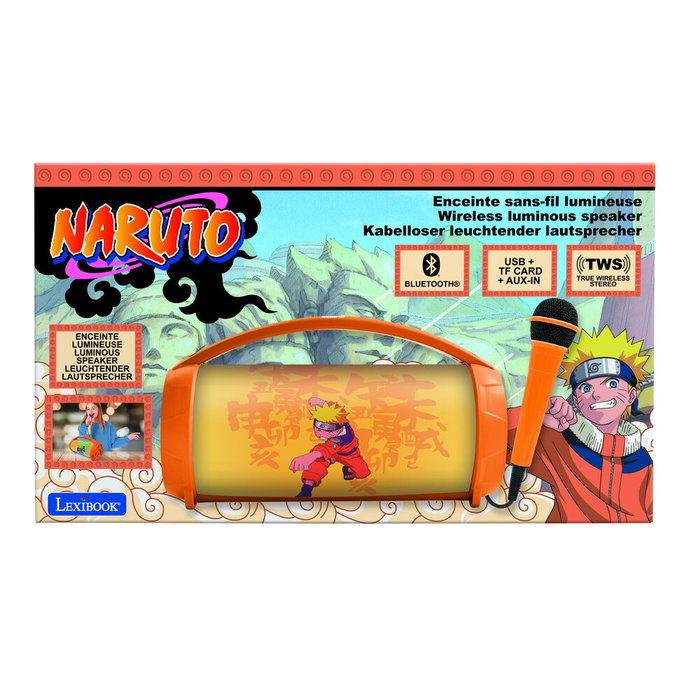 LEXIBOOK Enceinte Bluetooth avec Lumières et Microphone Naruto - Dimensions : 30.2 x 16.5 x 17.5 cm