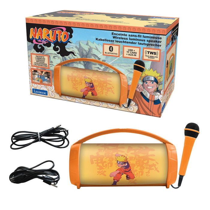 LEXIBOOK Enceinte Bluetooth avec Lumières et Microphone Naruto - Dimensions : 30.2 x 16.5 x 17.5 cm