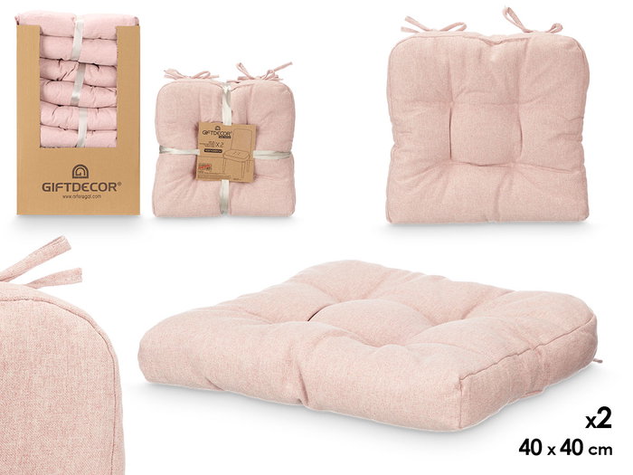 GIFTDECOR Set de 2 coussins de chaise rose 40x40 cm GIFTDECOR Set de 2 coussins de chaise rose 40x40 cm