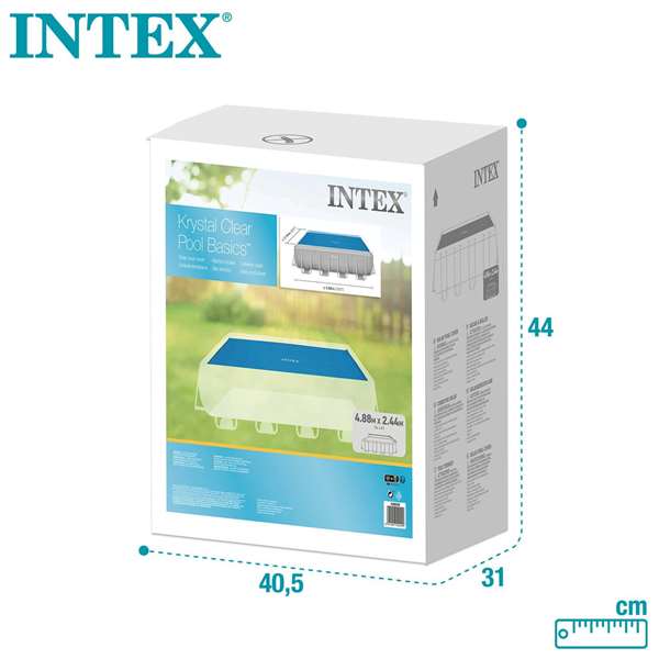 Intex - Couverture solaire pour piscine rectangulaire autoportante, 488 x 244 cm, en PVC