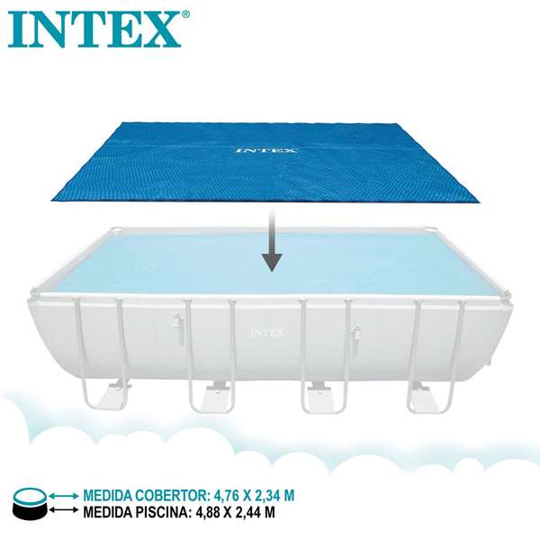 Intex - Couverture solaire pour piscine rectangulaire autoportante, 488 x 244 cm, en PVC