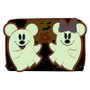 Loungefly Portefeuille Disney Mickey et Minnie Mouse fantômes floraux, avec fermeture éclair, 5 slots pour cartes, détails dorés roses et brillants dans le noir, 15x10 cm