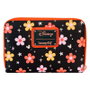 Loungefly Portefeuille Disney Mickey et Minnie Mouse fantômes floraux, avec fermeture éclair, 5 slots pour cartes, détails dorés roses et brillants dans le noir, 15x10 cm
