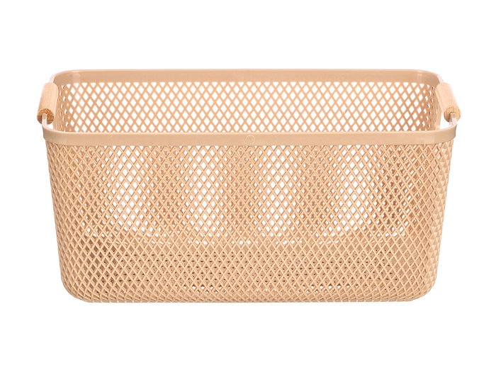 KIPIT Panier en plastique avec anse en bambou Beige-Bambu