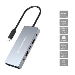 Conceptronic Docking Station USB-C USB4 6 en 1 HDMI 2.5GbE USB-C PD USB-A Audio 8K 60Hz