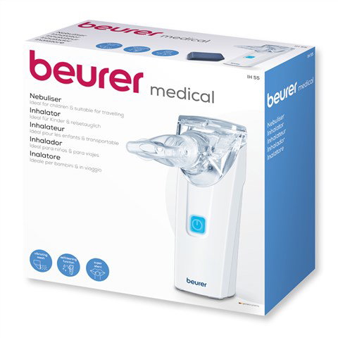 Beurer IH-55 Inhalateur silencieux à membrane oscillante avec tête orientable 45° et accessoires enfant/adulte