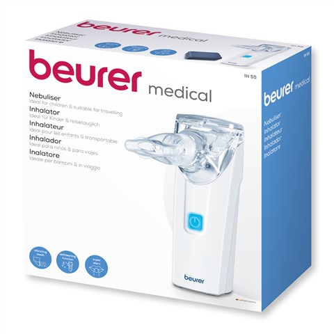 Beurer IH-55 Inhalateur silencieux à membrane oscillante avec tête orientable 45° et accessoires enfant/adulte