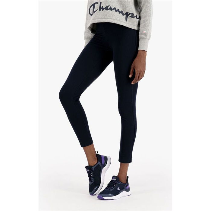 Leggings de Sport pour Femmes Champion C Logo Cotton Stretch W Bleu foncé