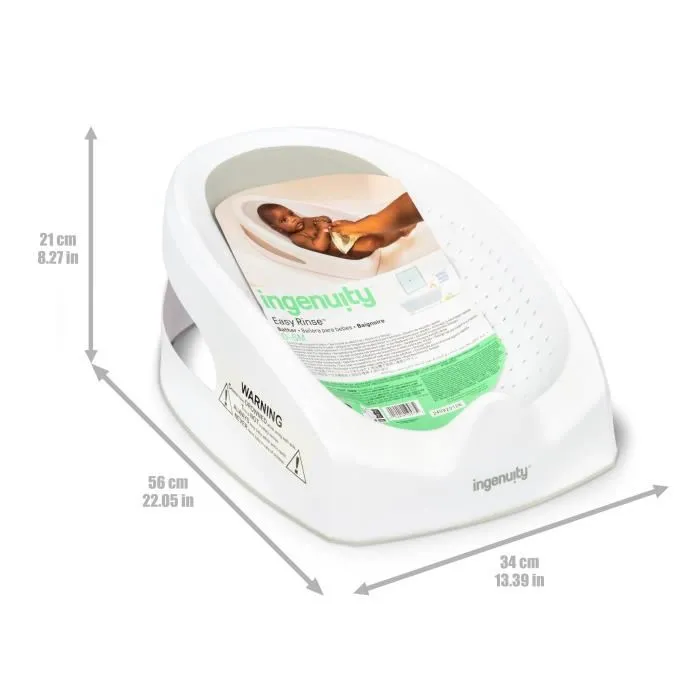 Ingenuity Transat de Bain pour Bébé 0-6 Mois, Siège Antidérapant et Perforé pour Sécurité et Écoulement de l'Eau, Nettoyage Facile