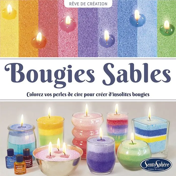 Kit Créatif Bougie Sable Sentosphere - Cire en sable coloré pour réaliser des bougies décoratives - À partir de 14 ans