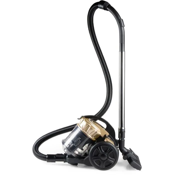 Domo DO7297S Aspirateur traîneau sans sac 700 W, filtre HEPA 13, capacité 2.5 L, 79 dB, design noir et or