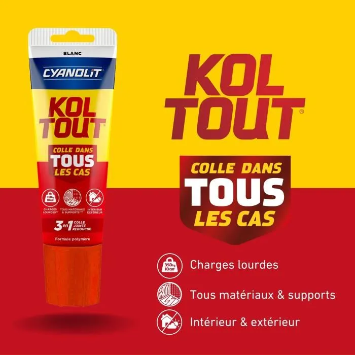 Cyanolit - Colle de fixation et d'étanchéité polyvalente haute résistance - Blanc - Tube 125 ml - Résiste aux chocs, vibrations, températures - Utilisable intérieur/extérieur