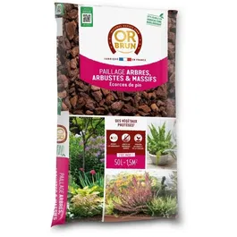 Or Brun Ecorces de Pin ORBRPECO50 - Protection du Sol, Limite les Mauvaises Herbes, Conserve l'Humidité - Paillage Élégant