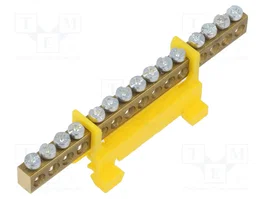PAWBOL Barrette de jonction d'alimentation jaune pour rail DIN, 15 connexions