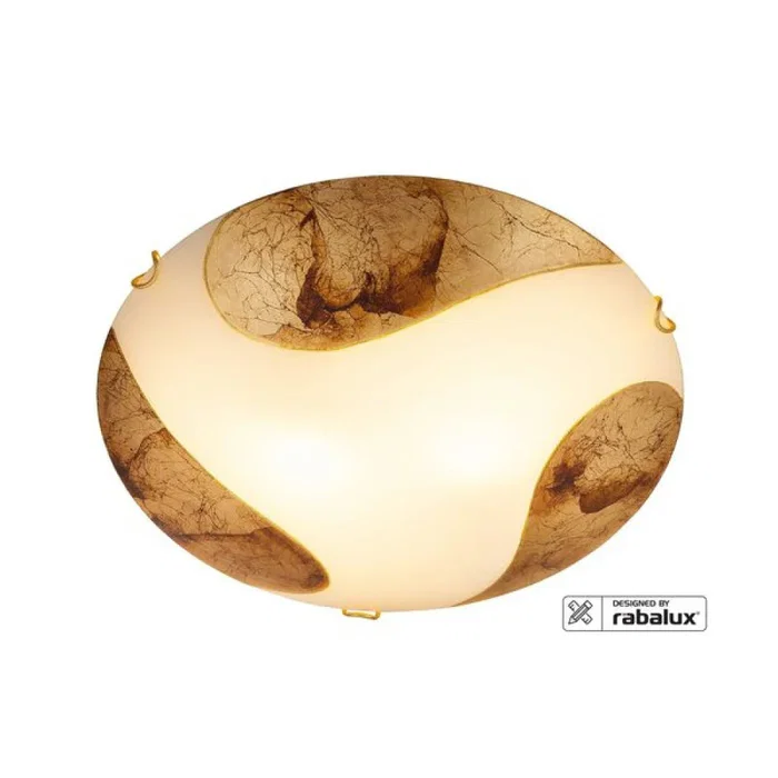 RABALUX Lampe de Plafond Peinte à la Main "Art gold" Ø40 cm avec 2 Douilles E27, Blanc et Doré, IP20 - RAB-1942