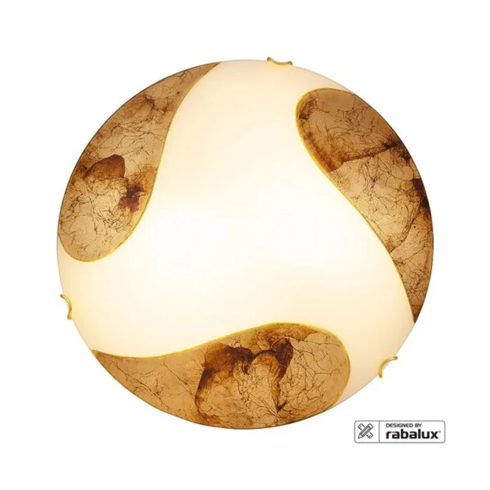 RABALUX Lampe de Plafond Peinte à la Main "Art gold" Ø40 cm avec 2 Douilles E27, Blanc et Doré, IP20 - RAB-1942