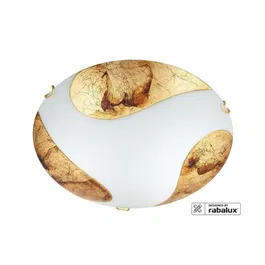 RABALUX Lampe de Plafond "Art Gold" 2xE27 IP20 RAB-1942, Lustre Classique en Verre Blanc et Doré, Diamètre 40 cm