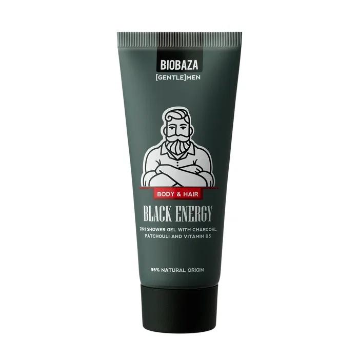 Biobaza Black Energy Gel douche & shampooing 2 en 1 au charbon de bois, 30 ml Biobaza Black Energy Gel douche & shampooing 2 en 1 au charbon de bois, 30 ml