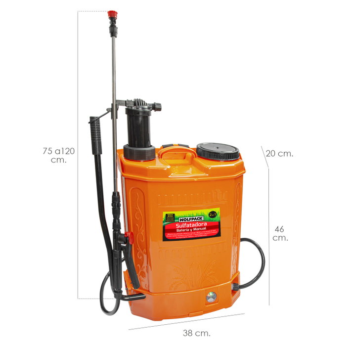 WOLFPACK LINEA PROFESIONAL Sulfatadora Baterie / Manuel 12V/8Ah Litio 16L