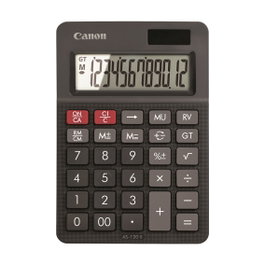 Canon AS-120II EMEA DBL Calculatrice de Bureau 12 Chiffres Alimentation Solaire et Batterie Noire