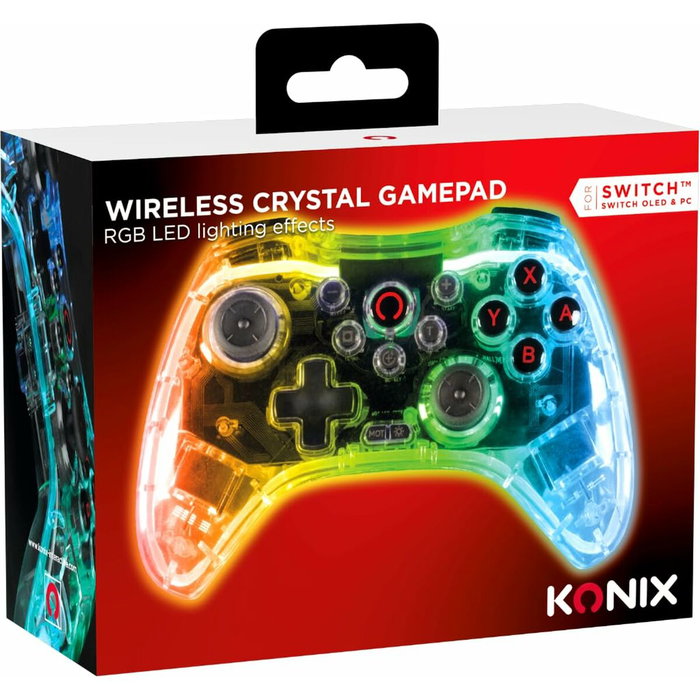 Konix Crystal Manette sans fil pour Nintendo Switch, Switch OLED, PC et PS4