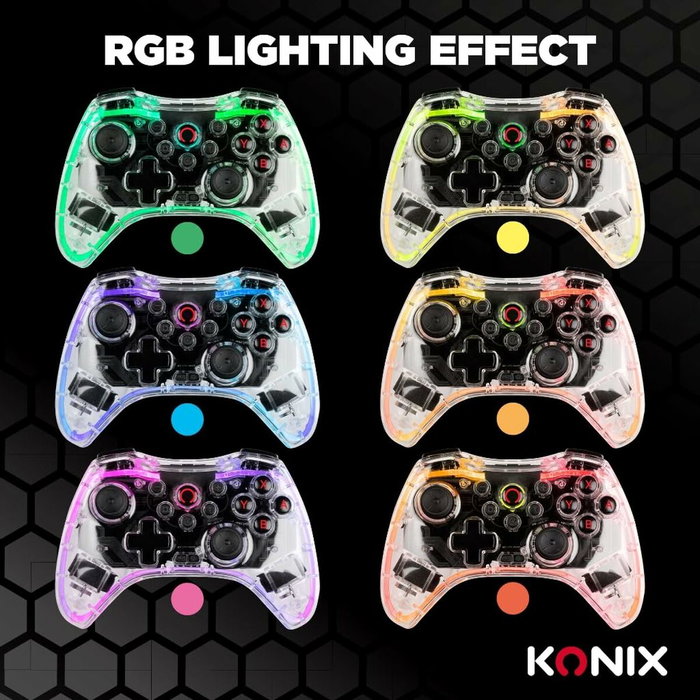 Konix Crystal Manette sans fil pour Nintendo Switch, Switch OLED, PC et PS4