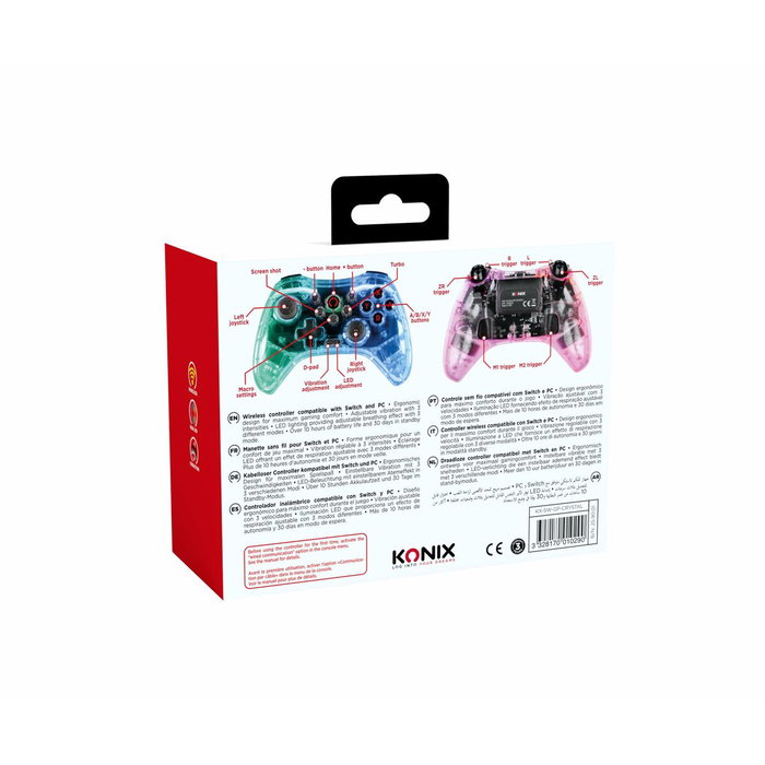 Konix Crystal Manette sans fil pour Nintendo Switch, Switch OLED, PC et PS4