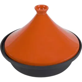 Cosy & Trendy Tajine en fonte Ø 30 cm Orange et Noir - Pour tous feux dont induction, four et micro-ondes - Poêle à mijoter