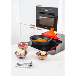 Cosy & Trendy Tajine en fonte Ø 30 cm Orange et Noir - Pour tous feux dont induction, four et micro-ondes - Poêle à mijoter