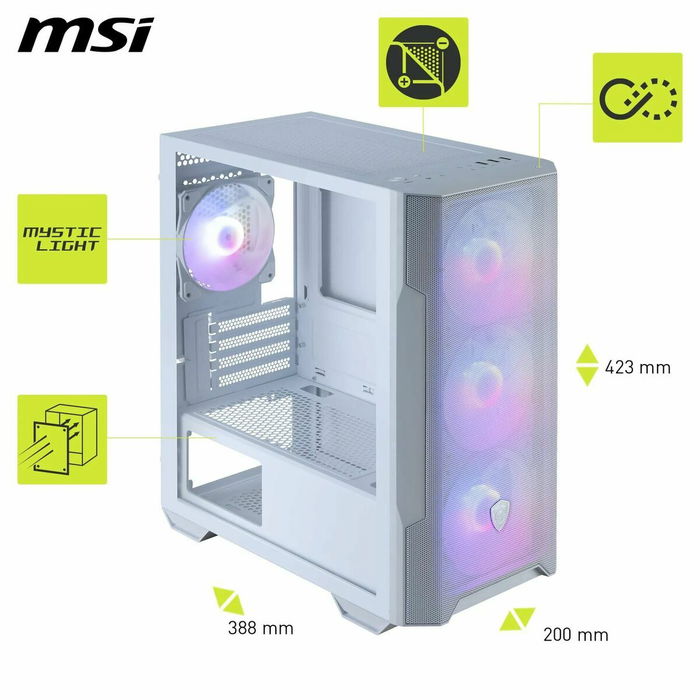 Boîtier ATX semi-tour MSI 306-7G20W21-HH9 Blanc Acier Verre trempé