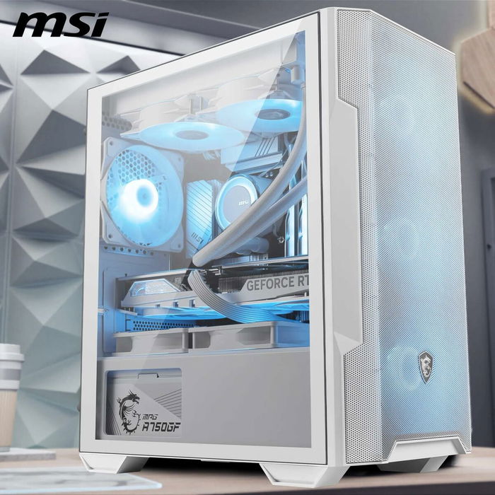 Boîtier ATX semi-tour MSI 306-7G20W21-HH9 Blanc Acier Verre trempé