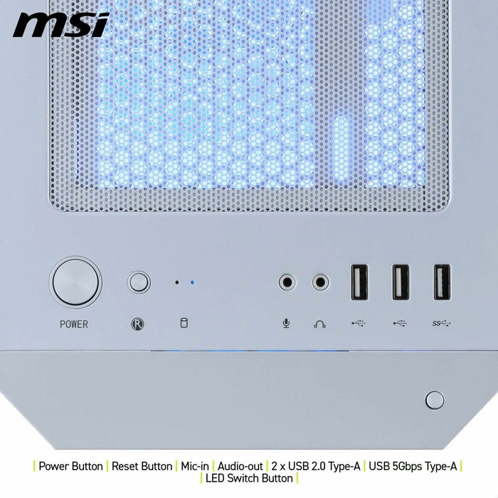 Boîtier ATX semi-tour MSI 306-7G20W21-HH9 Blanc Acier Verre trempé