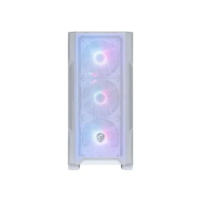 MSI MAG Forge M100R - Boîtier PC Gaming Micro-ATX Blanc Moyen Tour - Ventilateurs ARGB, Plexiglas Trempé, Ports USB 3.2, Filtres Magnétiques pour un Excellent Flux d'Air