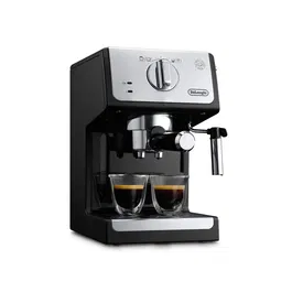 Delonghi ECP33.21.BK Machine à espresso compacte avec pompe 15 bars, système cappuccino 360°, réservoir amovible, noir/argent