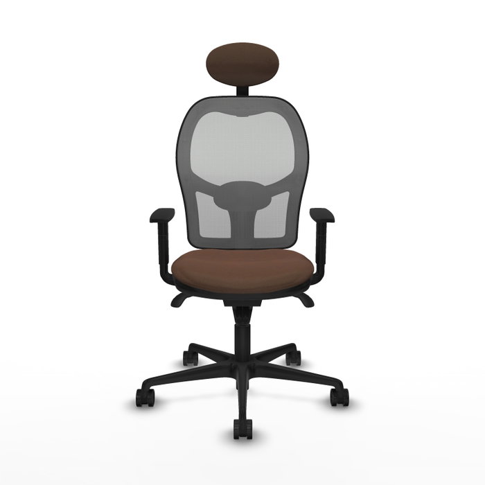 Piqueras y Crespo Chaise de Bureau Jorquera avec Appui-tête, Gris et Brun foncé Piqueras y Crespo Chaise de Bureau Jorquera avec Appui-tête, Gris et Brun foncé