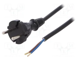 PLASTROL Câble d'alimentation H05VV-F 2x1mm2 CEE 7/17 (C) 5m noir