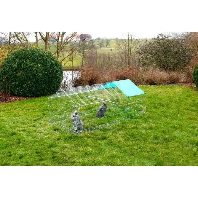 Kerbl - Enclos extérieur Antifugue pour rongeur - Sécurisé - 180 * 90 * 75 cm - Gris avec perchoir et 2 portes - Ref. KERBL