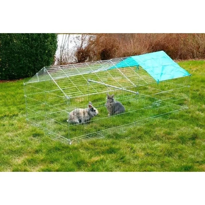 Kerbl - Enclos extérieur Antifugue pour rongeur - Sécurisé - 180 * 90 * 75 cm - Gris avec perchoir et 2 portes - Ref. KERBL
