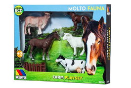 Molto Set de figurines animaux de la ferme - Jouet en plastique pour enfants dès 3 ans - Langues : espagnol, anglais