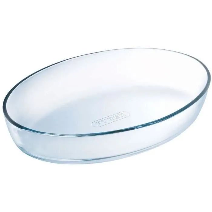 Pyrex 1450038 - Plat à four en verre borosilicate oval, 35x24 cm - Résiste aux chocs thermiques (-40°C à 300°C), lave-vaisselle, anti-rayures, 10 ans garantie