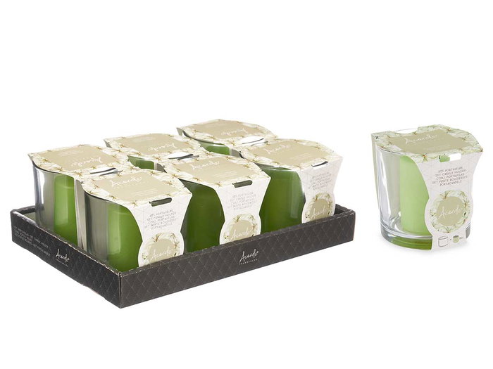 Acorde Porte-bougie Taco Bougie Jasmin 10x10x10 cm Vert (Set de 6)