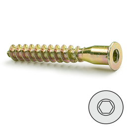 DUVER Tornillo autorroscante rosca madera, cabeza plana Allen, bicromatado 6,3-60 (57 mm)