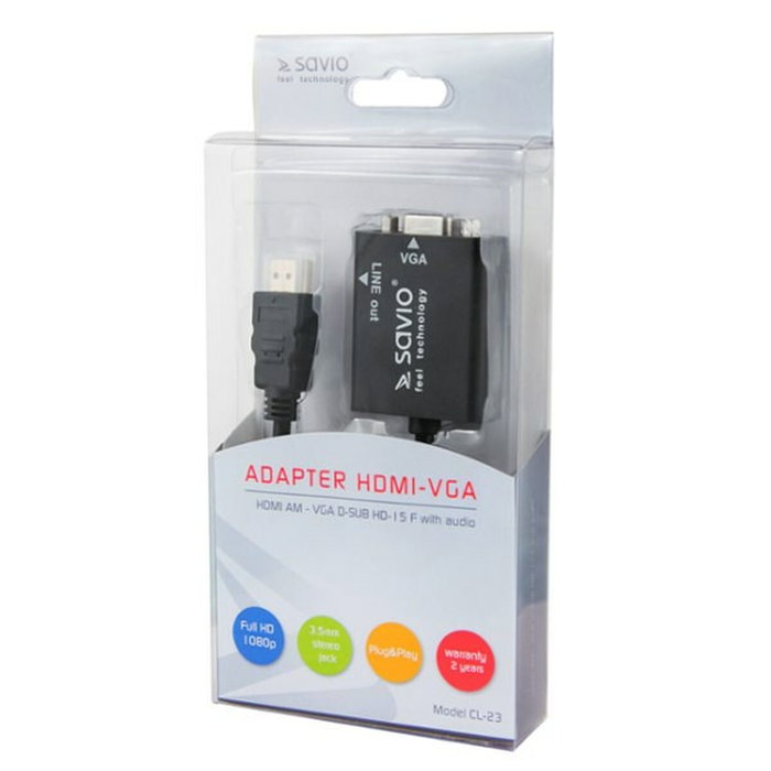 Savio Adaptateur HDMI vers VGA CL-23 Noir