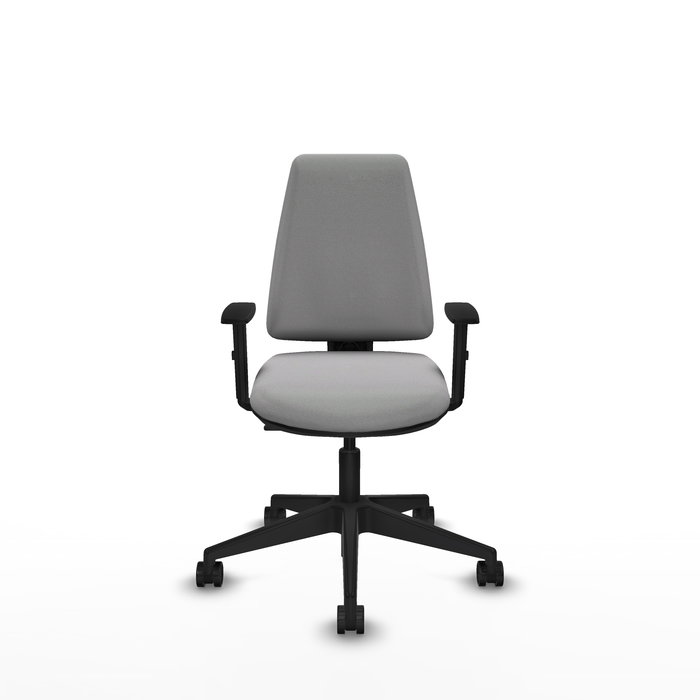 Chaise Elche Contact permament de base Tissu Gris clair Base pyramidale noire Accoudoir 1D Sans appui-tête Roulettes 65mm nylon